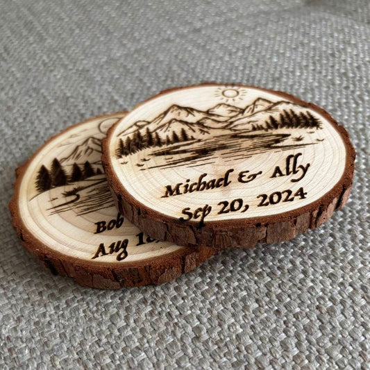 Wooden coaster with mountains - bonosensu