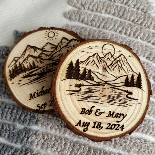 Wooden coaster with mountains - bonosensu