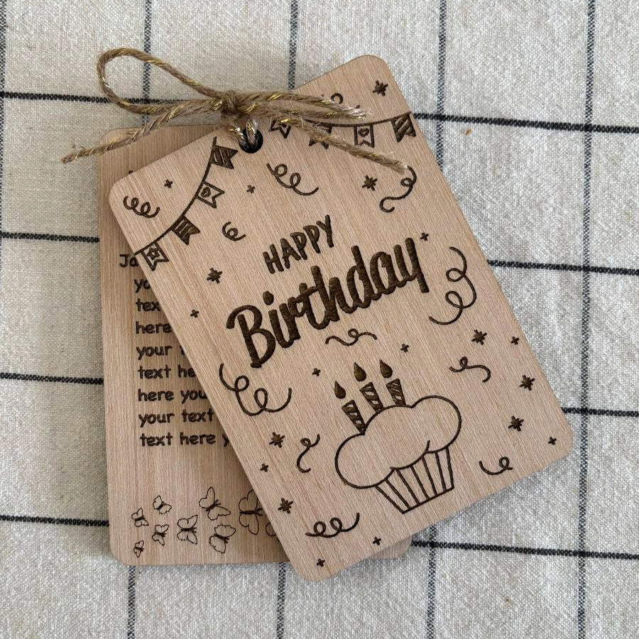 Wooden "Happy Birthday" booklet gift - bonosensu