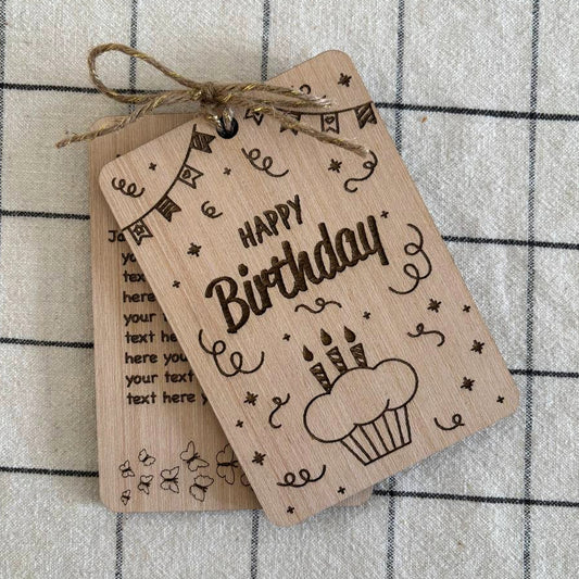 Wooden "Happy Birthday" booklet gift - bonosensu