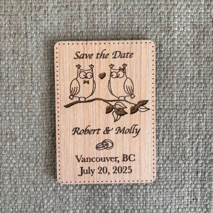 "Save the Date Birds" magnet wedding invitation