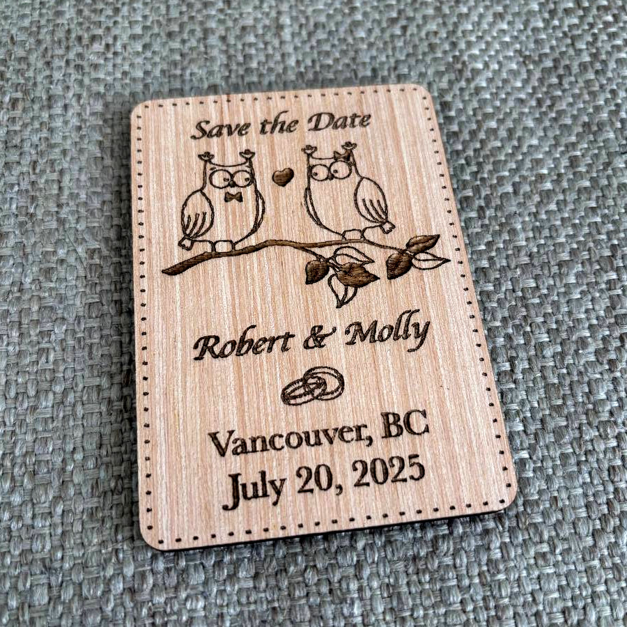 "Save the Date Birds" magnet wedding invitation