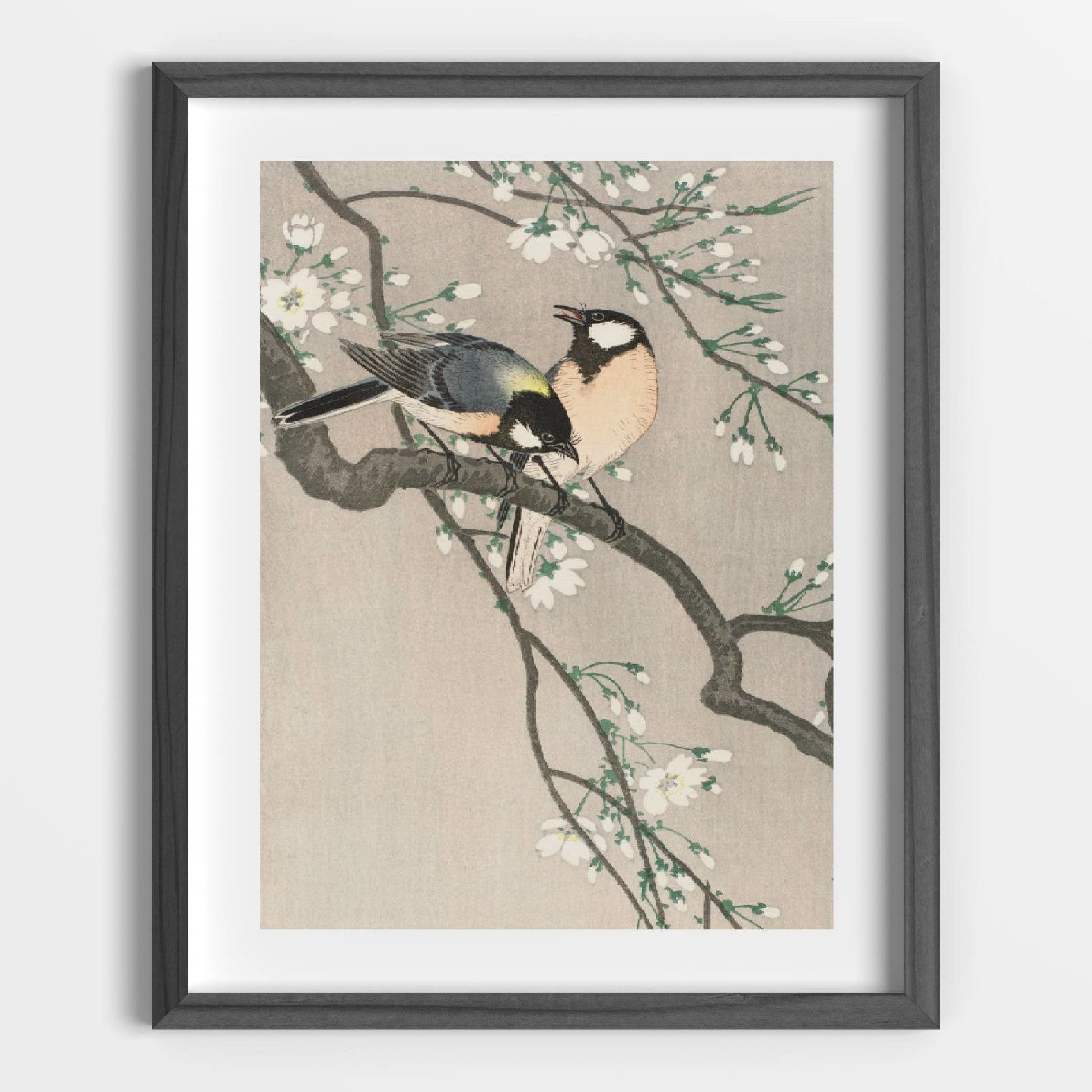 Tits on Cherry Branch Printable Poster - bonosensu