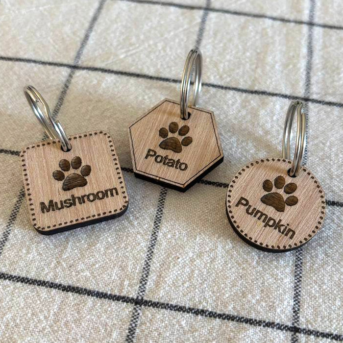 Wooden customizable pet tags