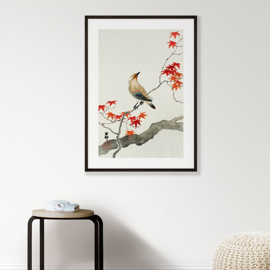 Japanese Plague Bird on Maple Printable Poster - bonosensu