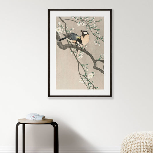 Tits on Cherry Branch Printable Poster - bonosensu