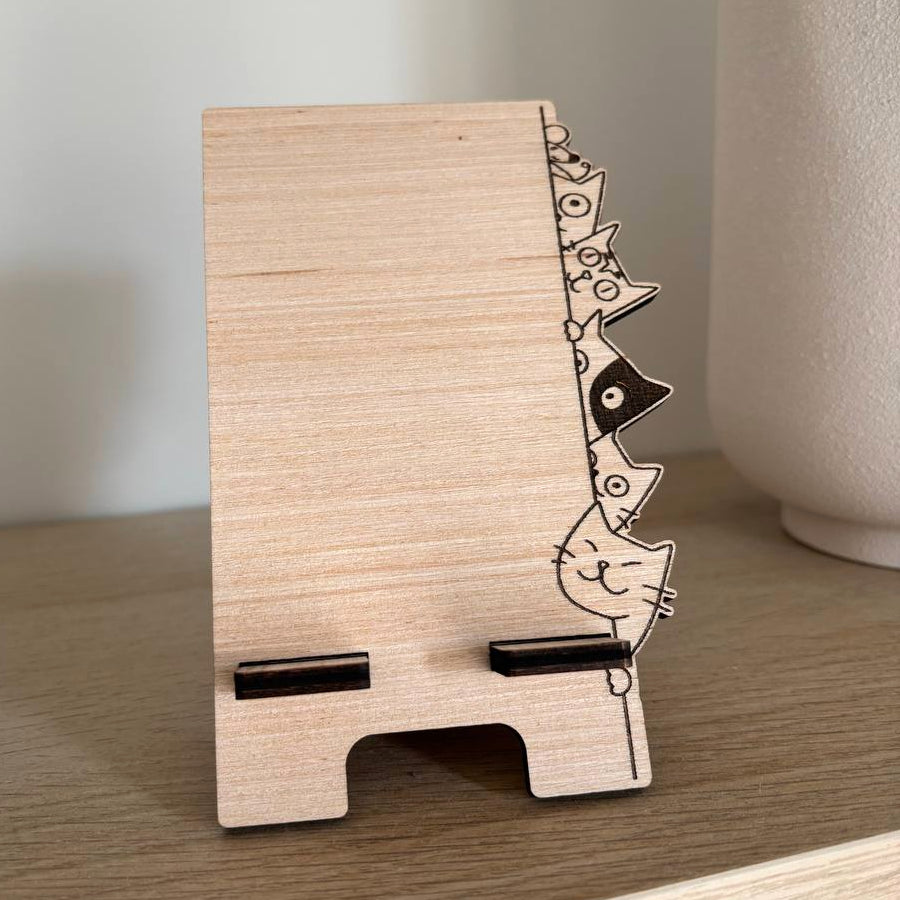 Wooden cat-themed stand