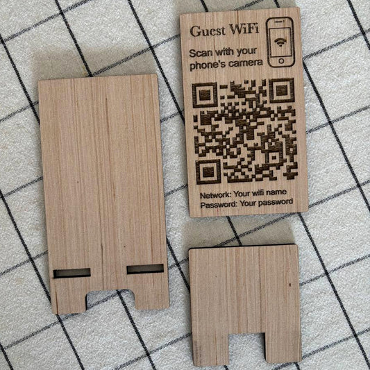 Wooden WiFi QR code sign