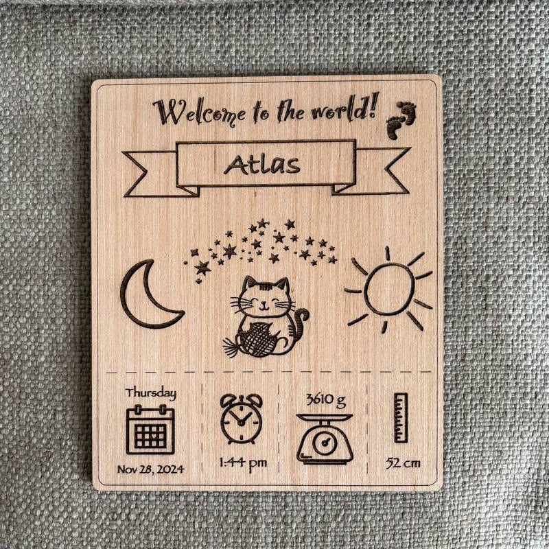 "Welcome to the world" baby wooden gift