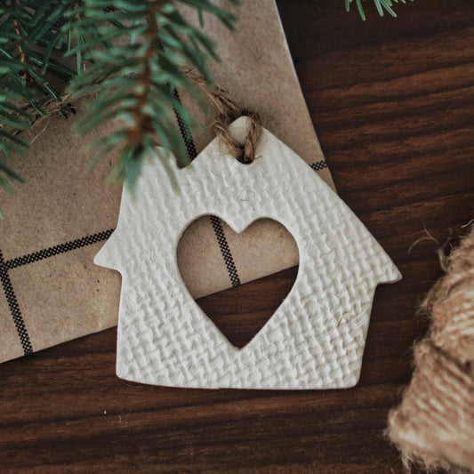 House Ornament With Big Heart, Textile Pattern - bonosensu