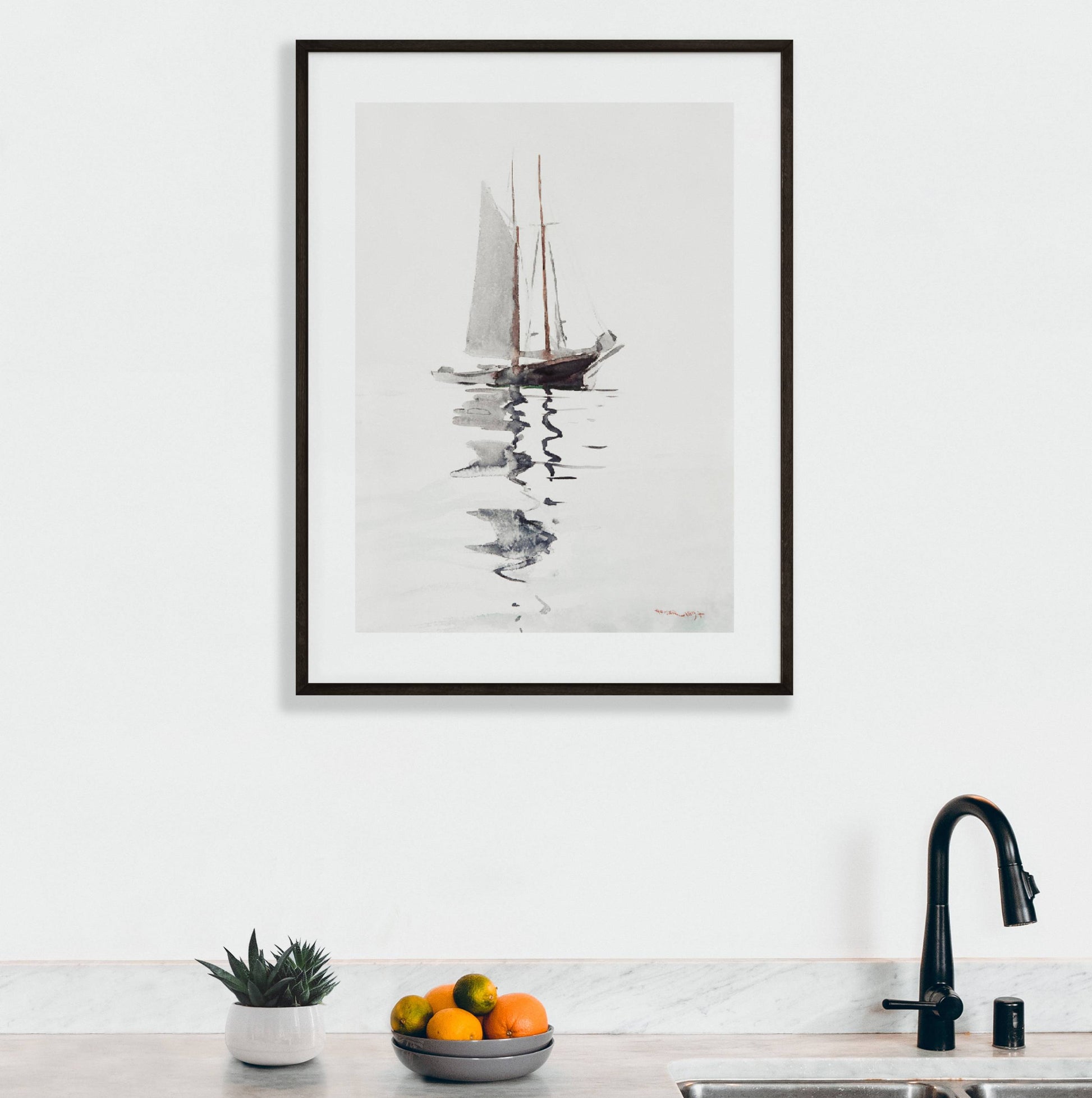 Two–Masted Schooner Printable Poster - bonosensu